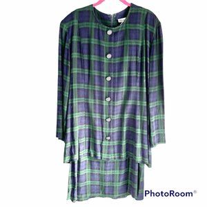 VINTAGE ULTRA DRESS New York Vintage Tartan Women's Petite Dress, 14P